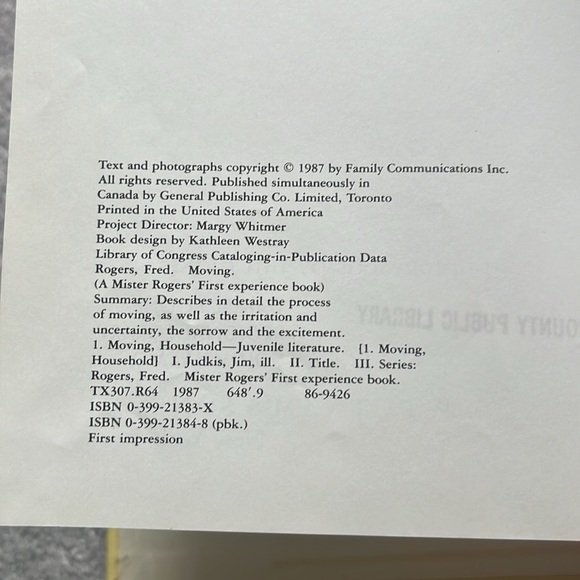 Mr. Roger’s Moving book - Picture 2 of 2